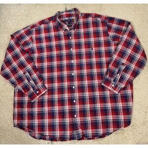 Polo Ralph Lauren Men's Classic Fit Button Down‎ Red White Blue plaid Size 4XB